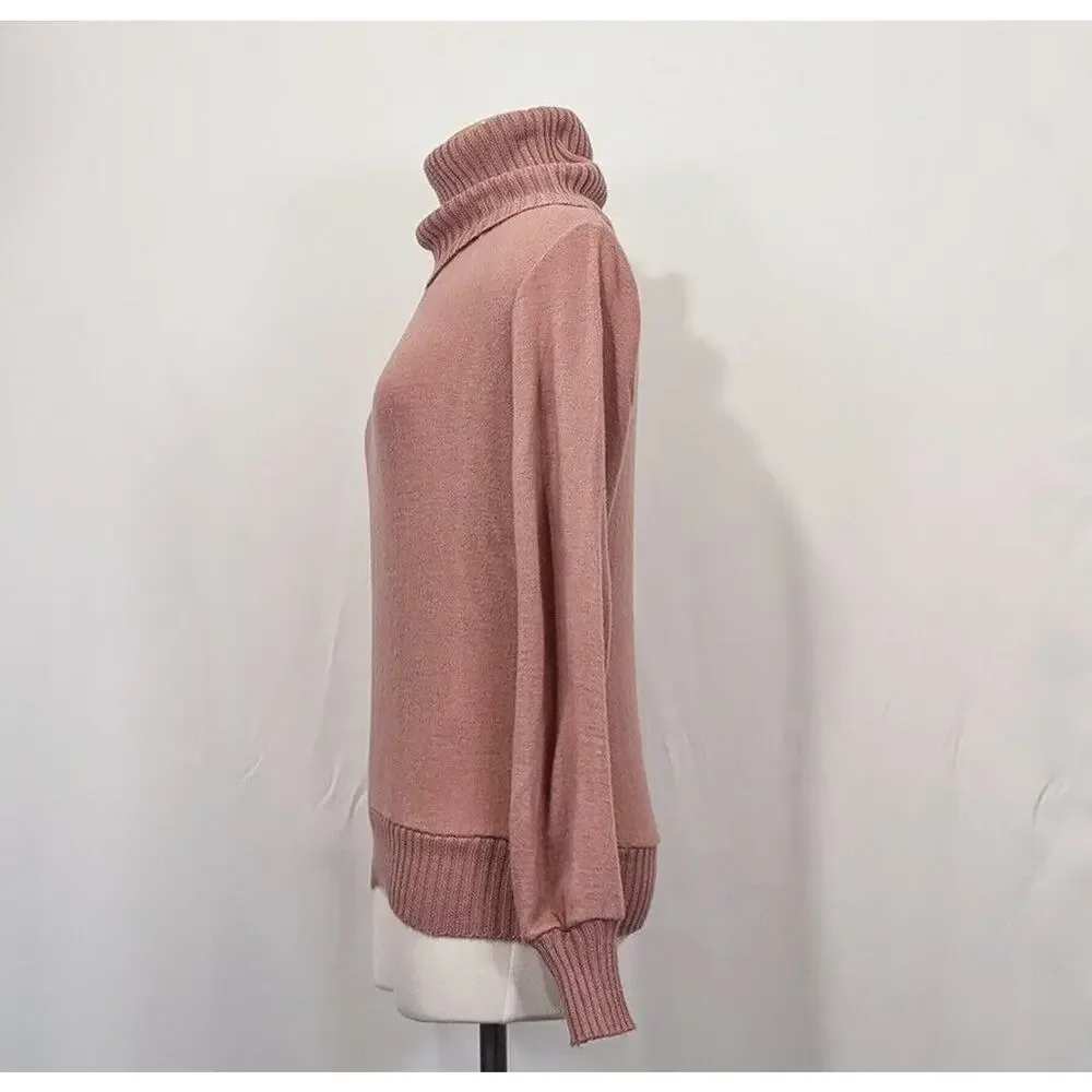 Vintage 80s Gap Sweater Mauve Pink Cowl Neck Turtleneck Women's Size S